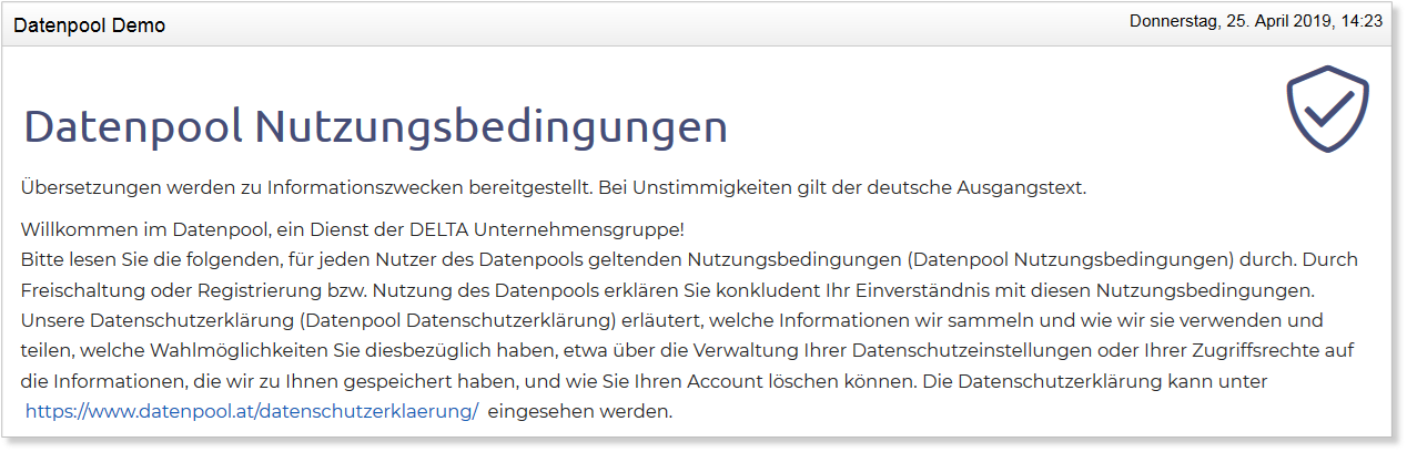 Datenpool Nutzungsbedingungen